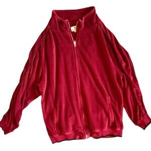 Vintage Sweatsedo Red Velour Zip Jacket – Size XL